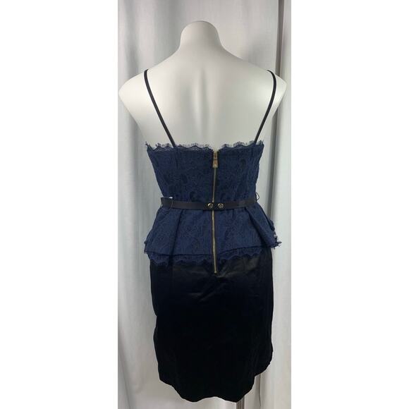 50% OFF Kate Young Peplum Dress Blue Lace Spaghetti Strap - Picture 3 of 7